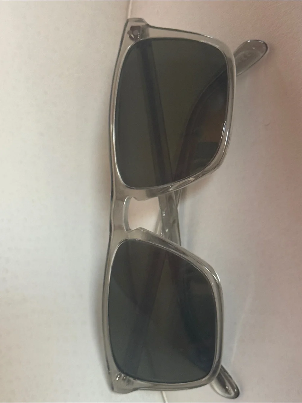Oliver Peoples Clear Acetate Sunglasses with Green Lenses